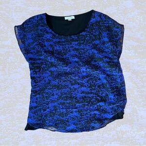 Calvin Klein Black and Blue Patterned Blouse